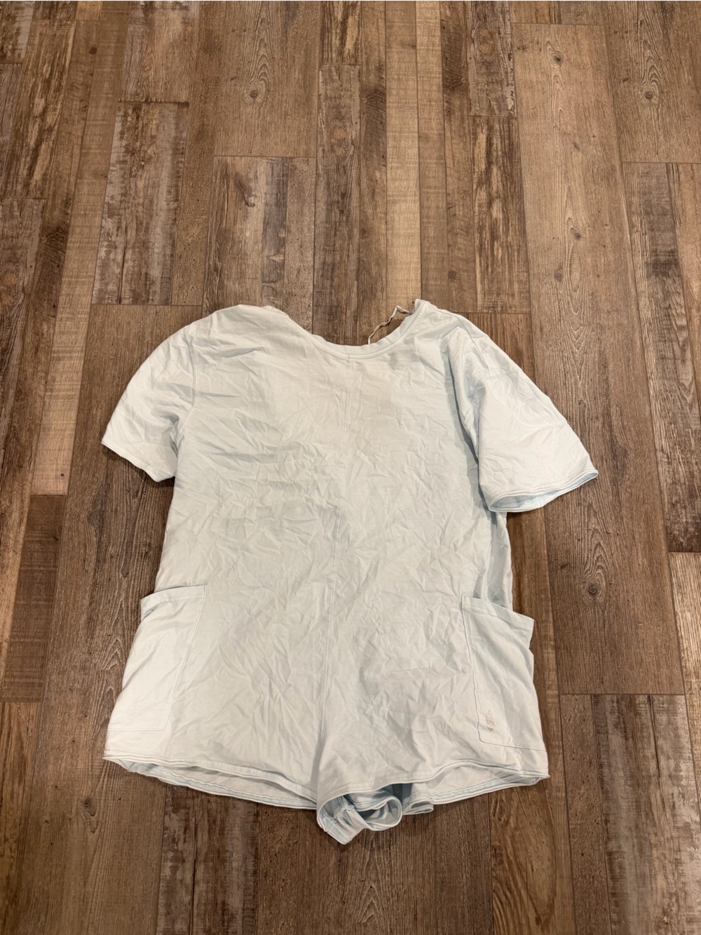 FP Movement by Free People Pale Blue Short Sleeve Romper with Pockets - Picture 1 of 3